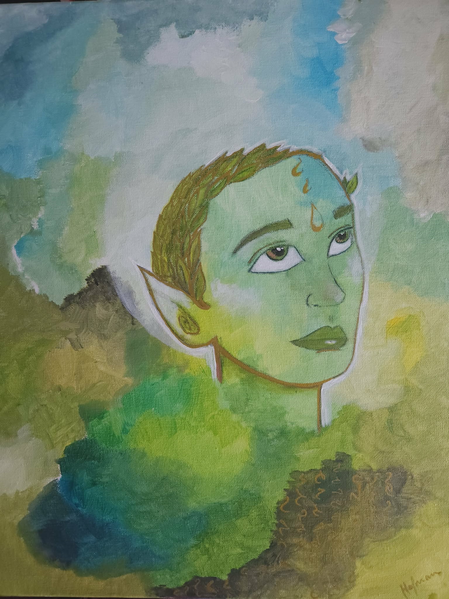 Peinture d'âme — homme vert nature